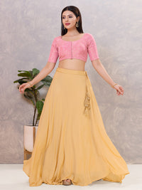 Tissue Butti Front Open Round Neck Blouse