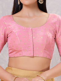 Tissue Butti Front Open Round Neck Blouse