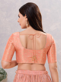 Tissue Butti Front Open Round Neck Blouse