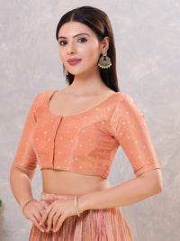 Tissue Butti Front Open Round Neck Blouse