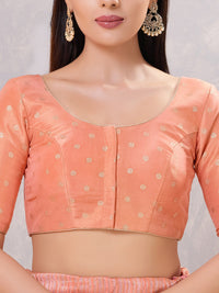 Tissue Butti Front Open Round Neck Blouse