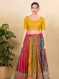Tissue Butti Front Open Round Neck Blouse