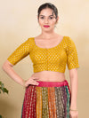 Tissue Butti Front Open Round Neck Blouse