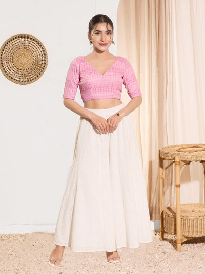 Shifli V Neck Elbow Sleeves Blouse