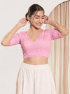Shifli V Neck Elbow Sleeves Blouse