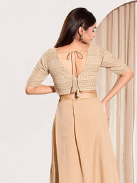 Shifli V Neck Elbow Sleeves Blouse