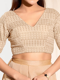 Shifli V Neck Elbow Sleeves Blouse