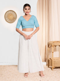 Shifli V Neck Elbow Sleeves Blouse