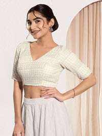 Shifli V Neck Elbow Sleeves Blouse