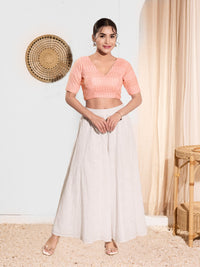 Shifli V Neck Elbow Sleeves Blouse