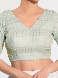 Shifli V Neck Elbow Sleeves Blouse