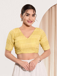 Shifli V Neck Elbow Sleeves Blouse