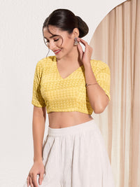 Shifli V Neck Elbow Sleeves Blouse