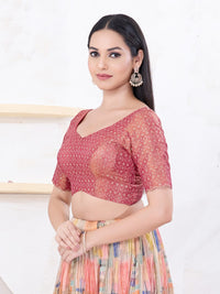 Metallic Tissue Sequence Embroidery Blouse