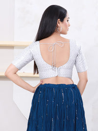 Metallic Tissue Sequence Embroidery Blouse