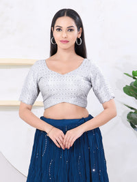 Metallic Tissue Sequence Embroidery Blouse