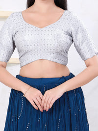 Metallic Tissue Sequence Embroidery Blouse