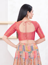 Metallic Tissue Scallop Embroidery Sleeves Blouse