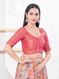 Metallic Tissue Scallop Embroidery Sleeves Blouse