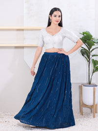 Metallic Tissue Scallop Embroidery Sleeves Blouse