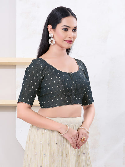 Tissue Burri Round Neck Piping Blouse