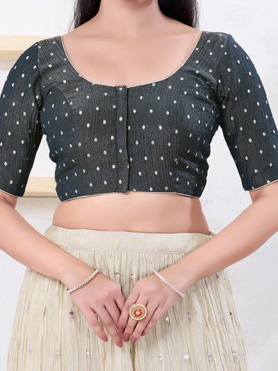 Tissue Burri Round Neck Piping Blouse