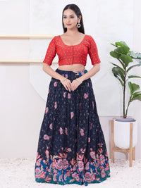 Tissue Burri Round Neck Piping Blouse