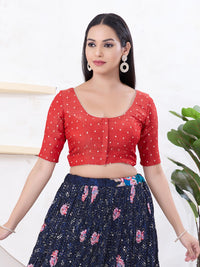 Tissue Burri Round Neck Piping Blouse