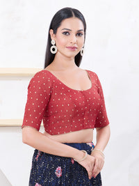 Tissue Burri Round Neck Piping Blouse