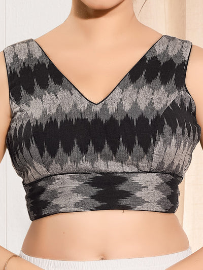 Ikat Cotton Yoke Sleeveless Blouse