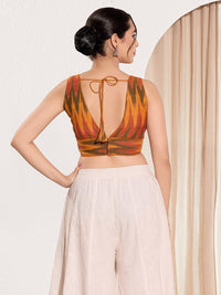 Ikat Cotton Yoke Sleeveless Blouse