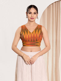 Ikat Cotton Yoke Sleeveless Blouse