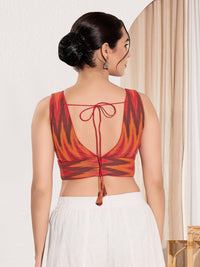 Ikat Cotton Yoke Sleeveless Blouse