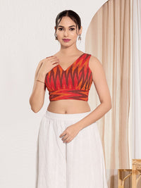 Ikat Cotton Yoke Sleeveless Blouse