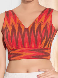 Ikat Cotton Yoke Sleeveless Blouse
