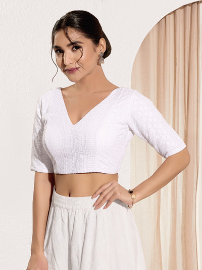 White Cotton Prayer Meet Blouse
