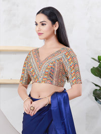 Milti Printed V Neck Shifli Blouse