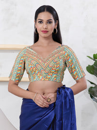 Milti Printed V Neck Shifli Blouse