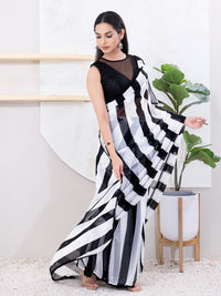 Designer Ner Blouse With Plain Net Neck Pattern