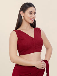 Plain Cotton Solid High Neck Blouse