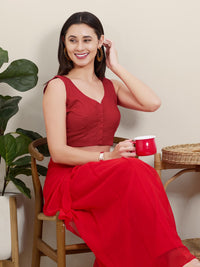 Plain Cotton Solid High Neck Blouse