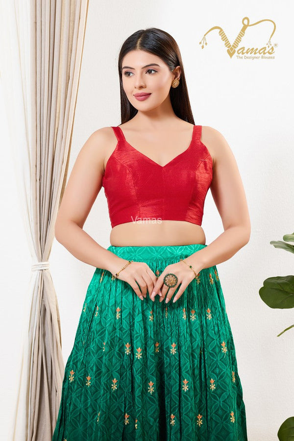 Vamas Women's Mulberry-Silk Padded Back Open Sleeveless Saree Blouse ( X-1253.NS )