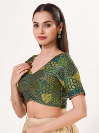 Multi Weaved Jaquard V Neck Blouse