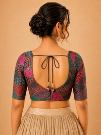 Multi Weaved Jaquard V Neck Blouse
