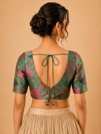 Multi Weaved Jaquard V Neck Blouse