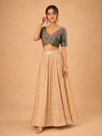 Multi Weaved Jaquard V Neck Blouse