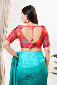 Multi Weaved Jaquard V Neck Blouse