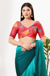 Multi Weaved Jaquard V Neck Blouse
