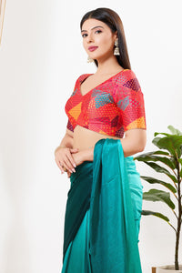 Multi Weaved Jaquard V Neck Blouse