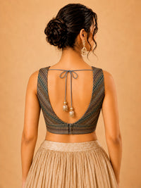 Brocade Multi Matching Lines Blouse